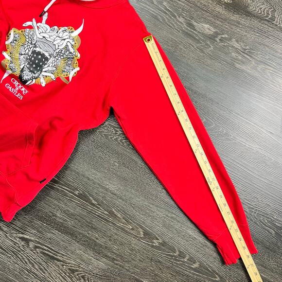 Men's Crooks and Castles Masked Medusa Graphic Pullover Hoodie Red Size M - Picture 7 of 9